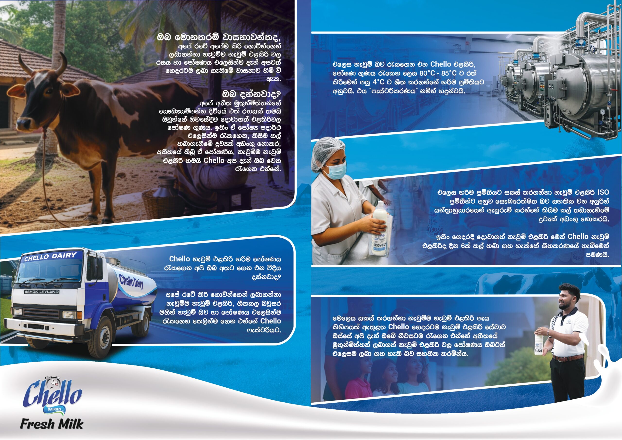 Chello Dairy – Free home delivery leaflet front cover: fresh milk at your doorstep